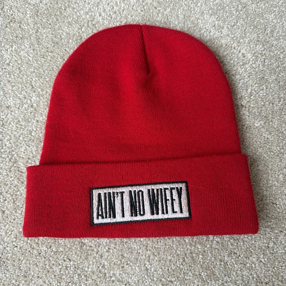 Red Beanie with 'Ain't No Wifey' Patch